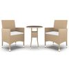 vidaXL 3 Piece Garden Dining Set Poly Rattan Beige