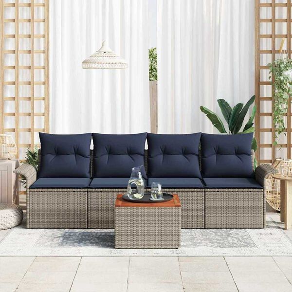 vidaXL Garden Sofa Set 5 pcs Grey Poly rattan