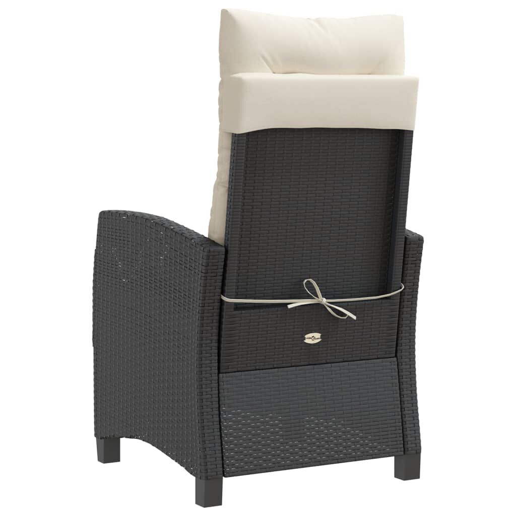 vidaXL 3 Piece Bistro Set with Cushions Black Poly Rattan