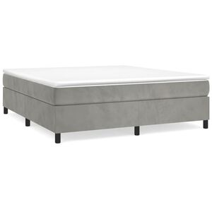 vidaXL Box Spring Bed Frame Light Grey King Velvet (US Only)