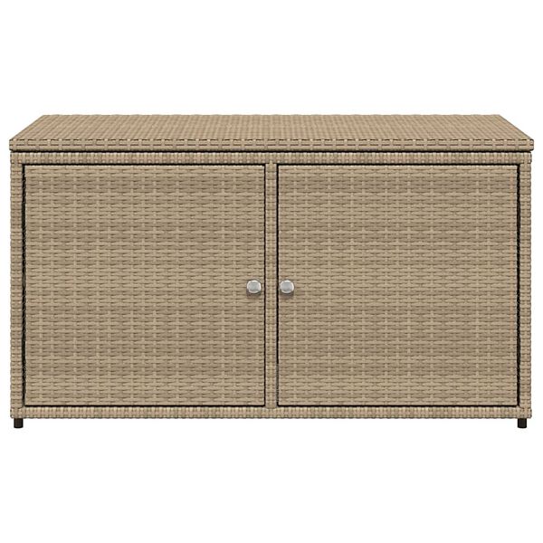 vidaXL Garden Storage Cabinet Beige 110x55x60.5 cm Poly Rattan