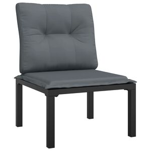 vidaXL Garden Chair with Cushions Black and Grey Poly Rattan
