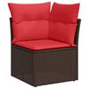 vidaXL Garden Sofa Set with Storage 9 pcs Brown and Red Poly Rattan