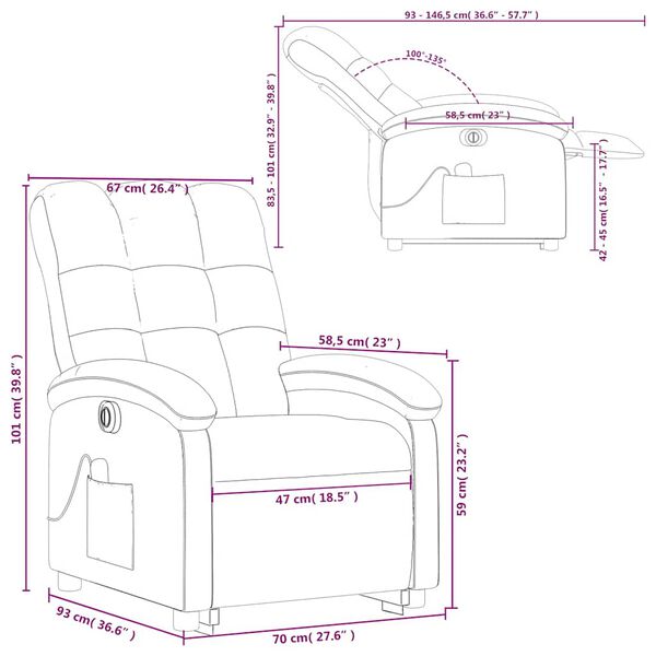 vidaXL Electric Stand up Massage Recliner Chair Dark Green Fabric