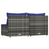 vidaXL Garden Middle Sofas with Cushions 2 pcs Grey Poly Rattan