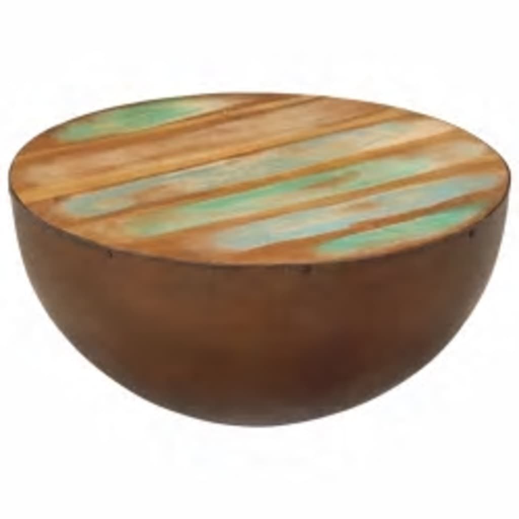 vidaXL Coffee Table Bowl-shaped with Steel Base Solid Reclaimed Wood