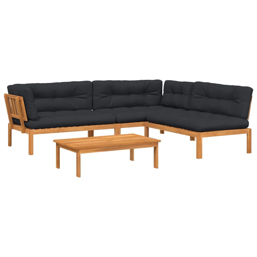 vidaXL 4 Piece Garden Pallet Sofa Set with Cushions Solid Wood Acacia