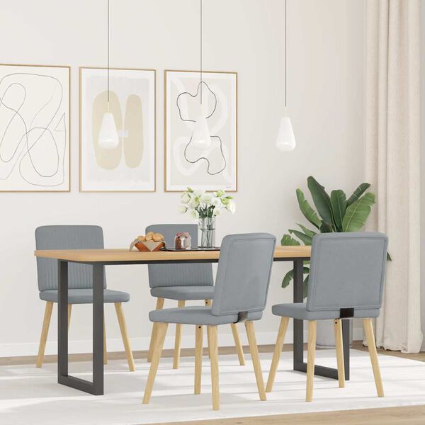 vidaXL Dining Chairs 4 pcs Light Grey Fabric