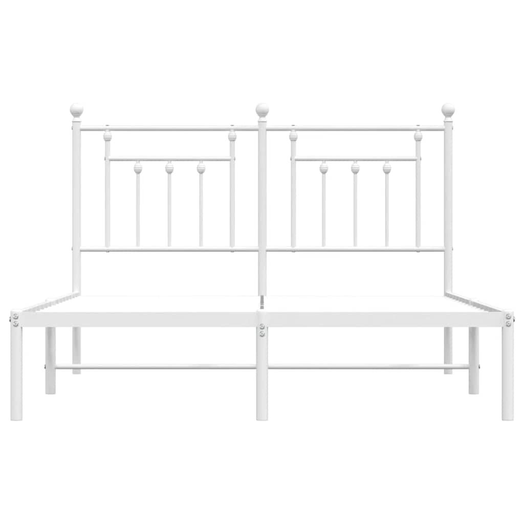 vidaXL Metal Bed Frame without Mattress with Headboard White 150x200cm
