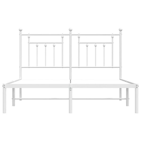 vidaXL Metal Bed Frame without Mattress with Headboard White 150x200cm