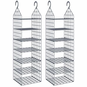 vidaXL Hanging Closet Organiser with 7 Shelves 2 pcs