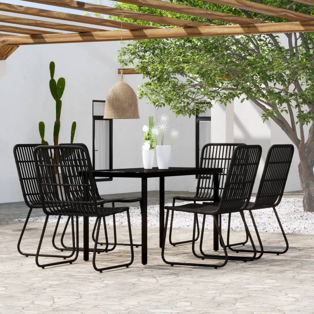 vidaXL 7 Piece Garden Dining Set Black