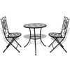 vidaXL 3 Piece Bistro Set Ceramic Tile Black and White