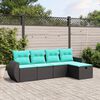 vidaXL 5 Piece Garden Sofa Set with Cushions Black Poly Rattan