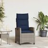 vidaXL Reclining Garden Chair with Side Table Grey Poly Rattan