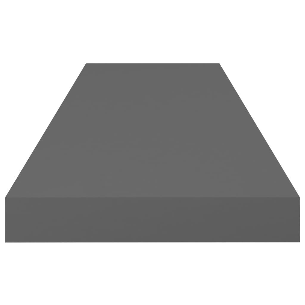 vidaXL Floating Wall Shelves 2 pcs High Gloss Grey 80x23.5x3.8 cm MDF