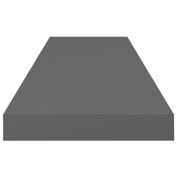 vidaXL Floating Wall Shelves 2 pcs High Gloss Grey 80x23.5x3.8 cm MDF