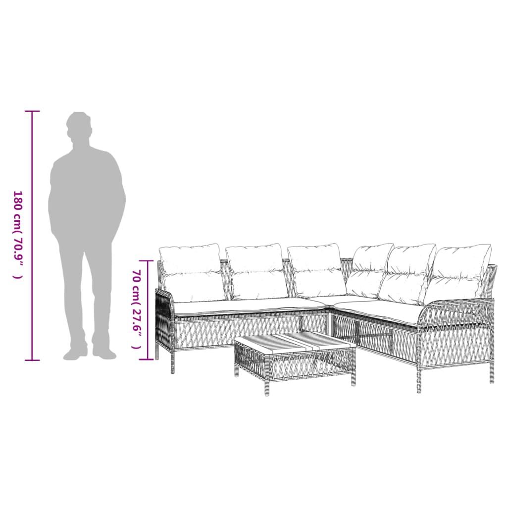 vidaXL 2 Piece Garden Sofa Set with Cushions Beige Poly Rattan