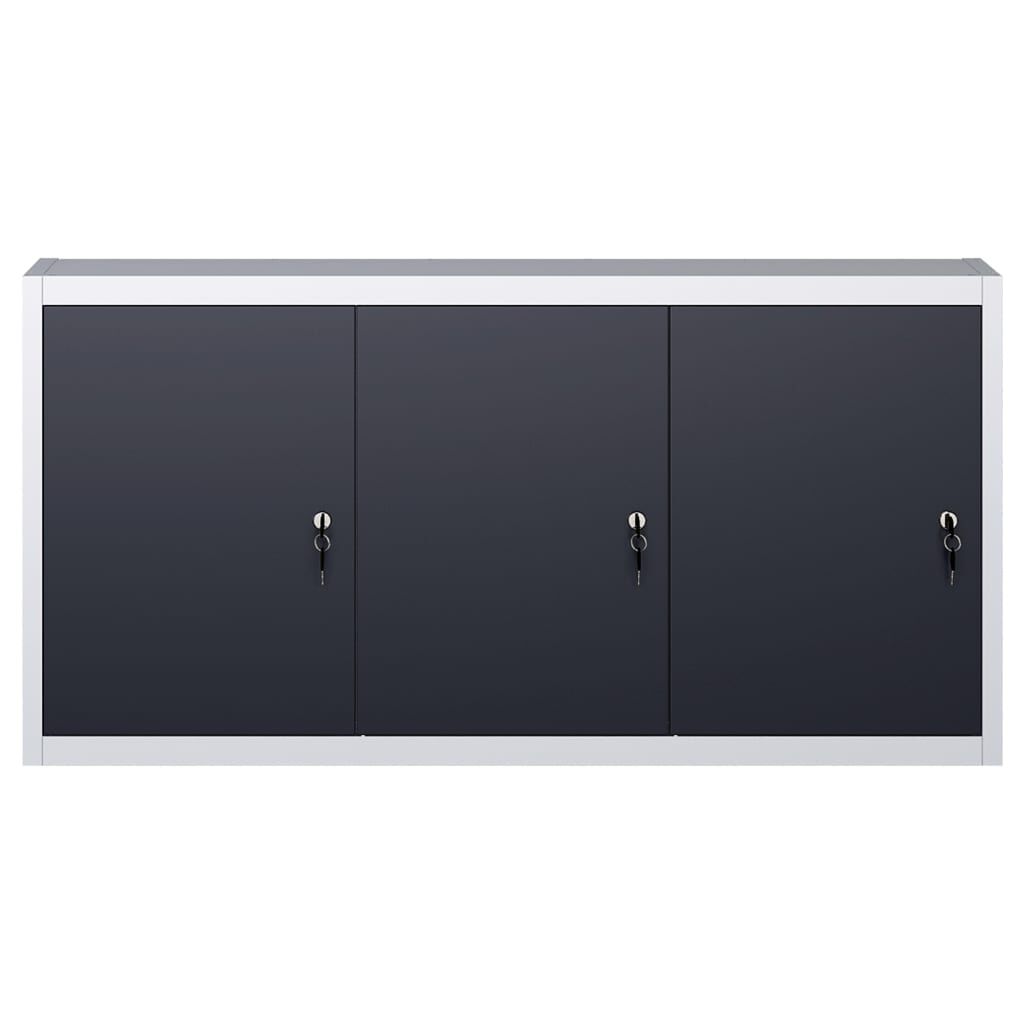 vidaXL Wall Mounted Tool Cabinet Industrial Style Metal Grey and Black