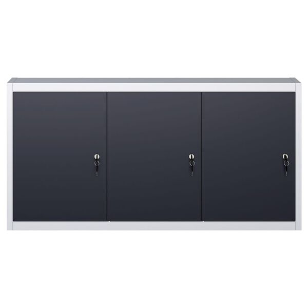 vidaXL Wall Mounted Tool Cabinet Industrial Style Metal Grey and Black