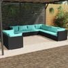 vidaXL 9 Piece Garden Lounge Set with Cushions Black Poly Rattan