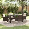 vidaXL Garden Dining Set with Cushion 5 pcs Brown Poly Rattan