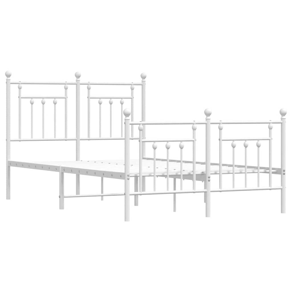 vidaXL Metal Bed Frame without Mattress with Footboard White 135x190cm