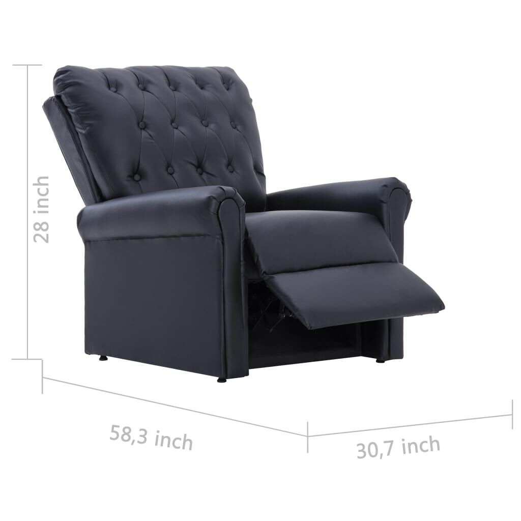 vidaXL Reclining Chair Black Faux Leather