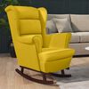 vidaXL Rocking Chair Wingback Yellow Velvet and Solid Wood