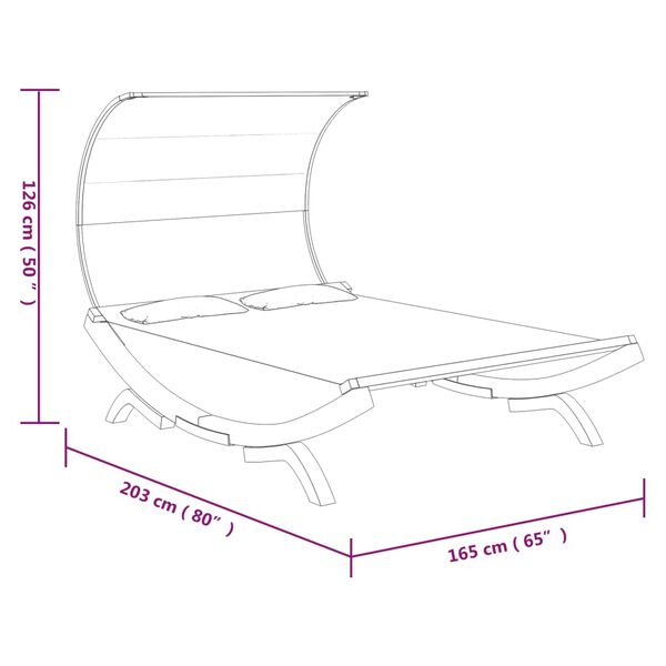 vidaXL Outdoor Lounge Bed with Canopy 165x203x126cm Solid Bent Wood Anthracite