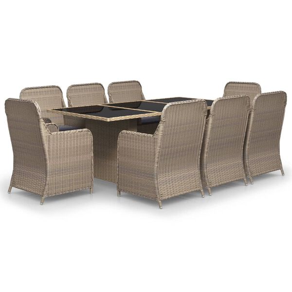 vidaXL 7 Piece Garden Dining Set Poly Rattan Black