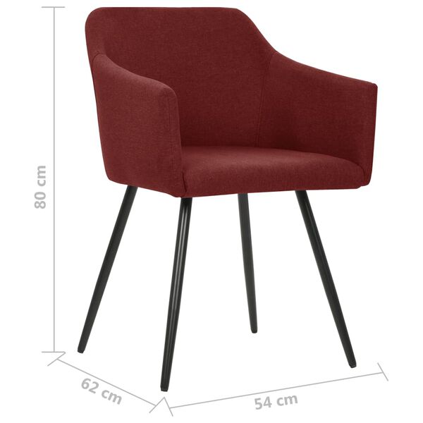 vidaXL Dining Chairs 2 pcs Wine Red Fabric
