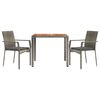 vidaXL 3 Piece Garden Dining Set with Cushions Grey Poly Rattan