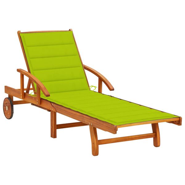 vidaXL Garden Sun Lounger with Cushion Solid Acacia Wood