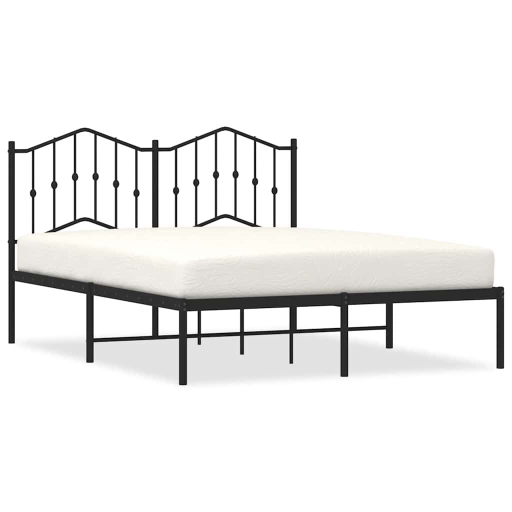 vidaXL Metal Bed Frame without Mattress with Headboard Black 150x200cm