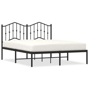 vidaXL Metal Bed Frame without Mattress with Headboard Black 150x200cm