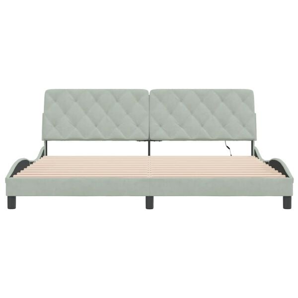 vidaXL Bed Frame with LED without Mattress Light Grey 193x203 cm Velvet