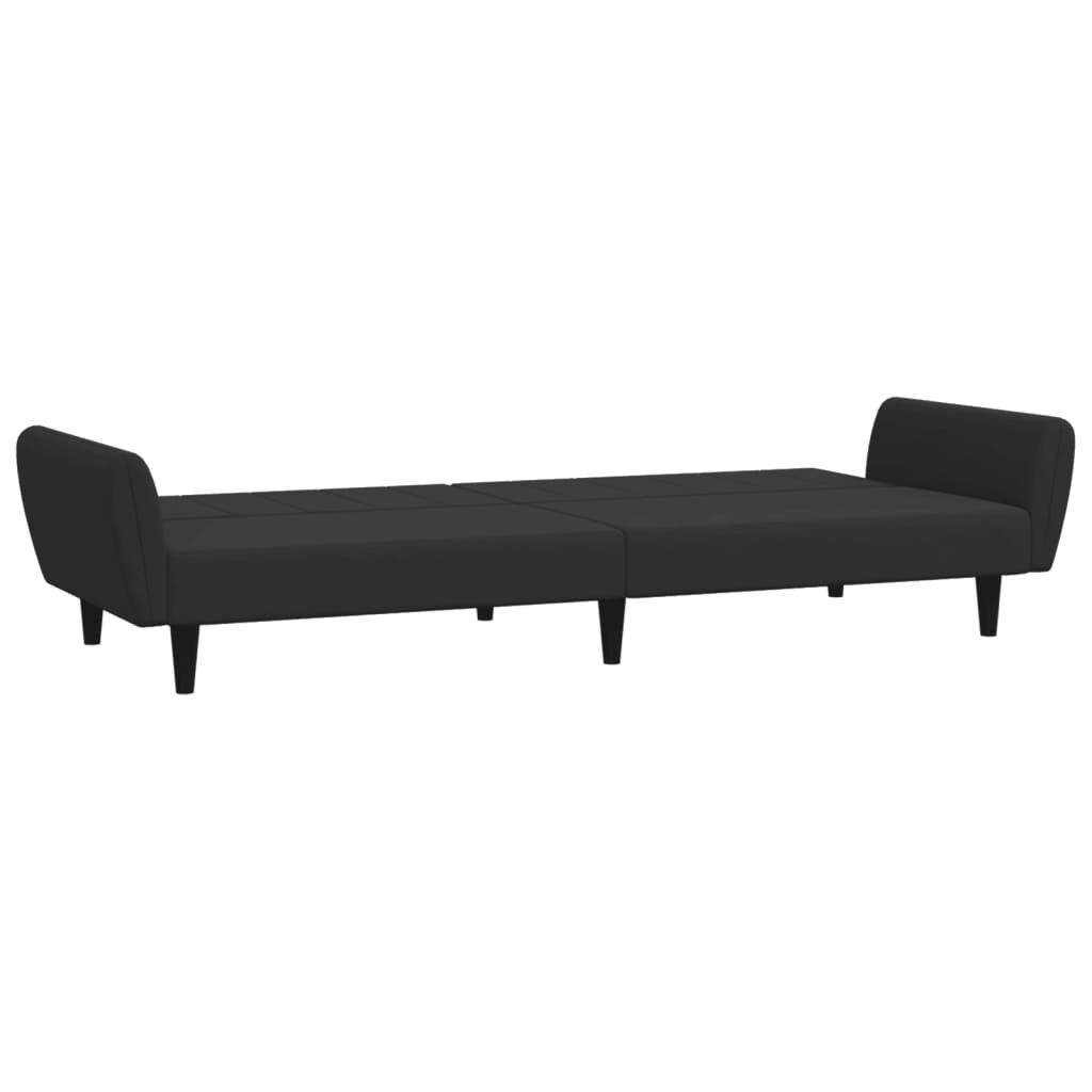 vidaXL 2-Seater Sofa Bed with Footstool Black Velvet