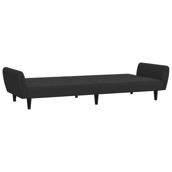 vidaXL 2-Seater Sofa Bed with Footstool Black Velvet
