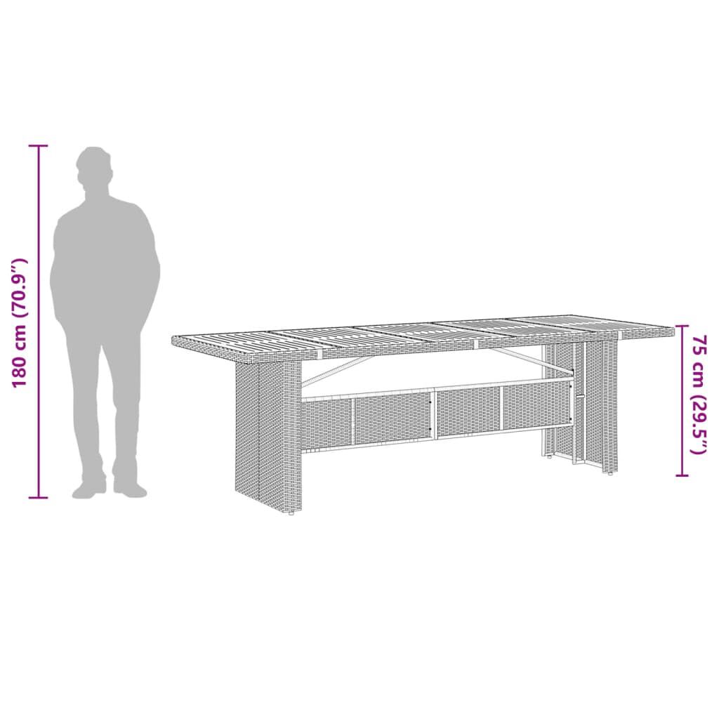 vidaXL Garden Table with Acacia Wood Top Black 240x90x75 cm Poly Rattan