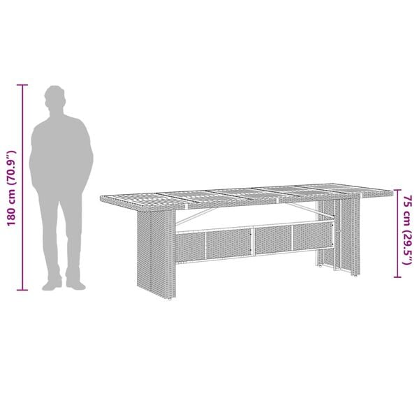vidaXL Garden Table with Acacia Wood Top Black 240x90x75 cm Poly Rattan