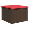 vidaXL Garden Stool with Cushion Brown 55 x 55 x 37 cm Poly Rattan