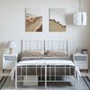 vidaXL Metal Bed Frame without Mattress with Footboard White 150x200cm
