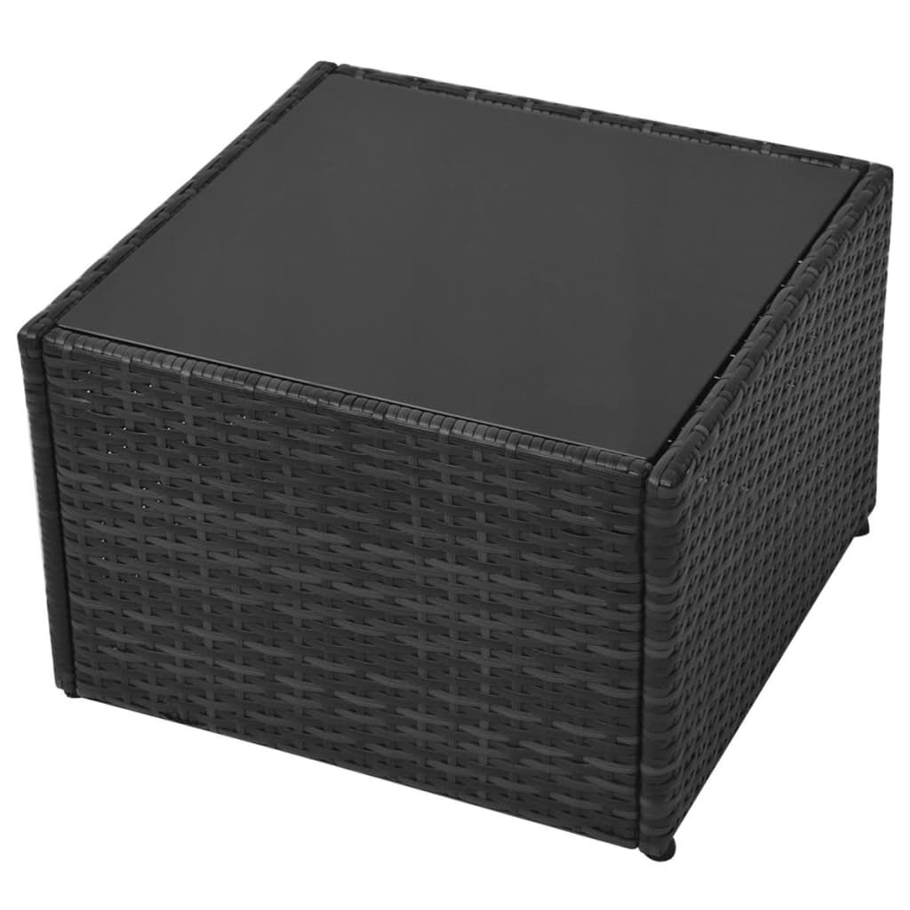 vidaXL 5 Piece Garden Lounge Set with Cushions Poly Rattan Black