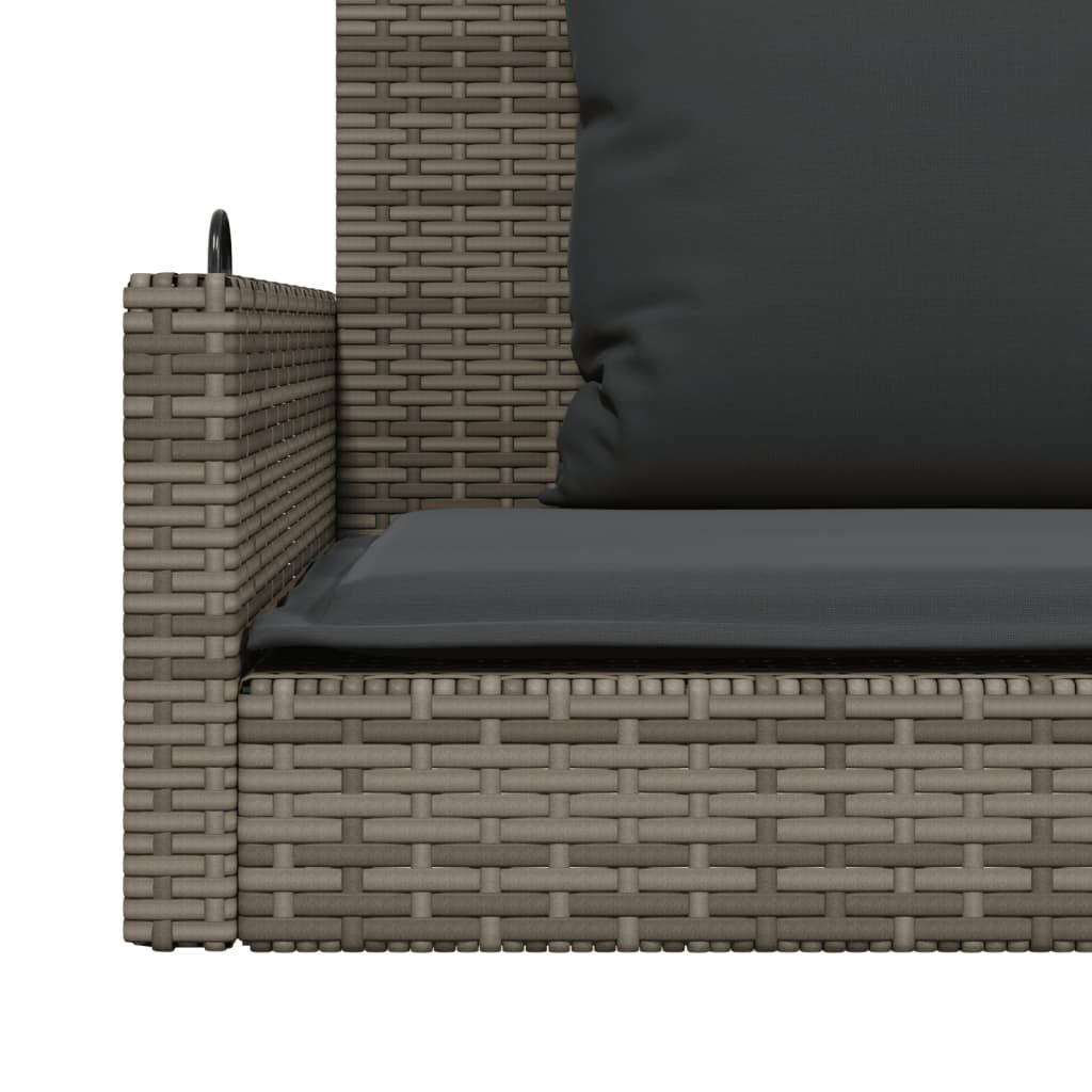 vidaXL Swing Bench with Cushions Grey 119x56x48 cm Poly Rattan