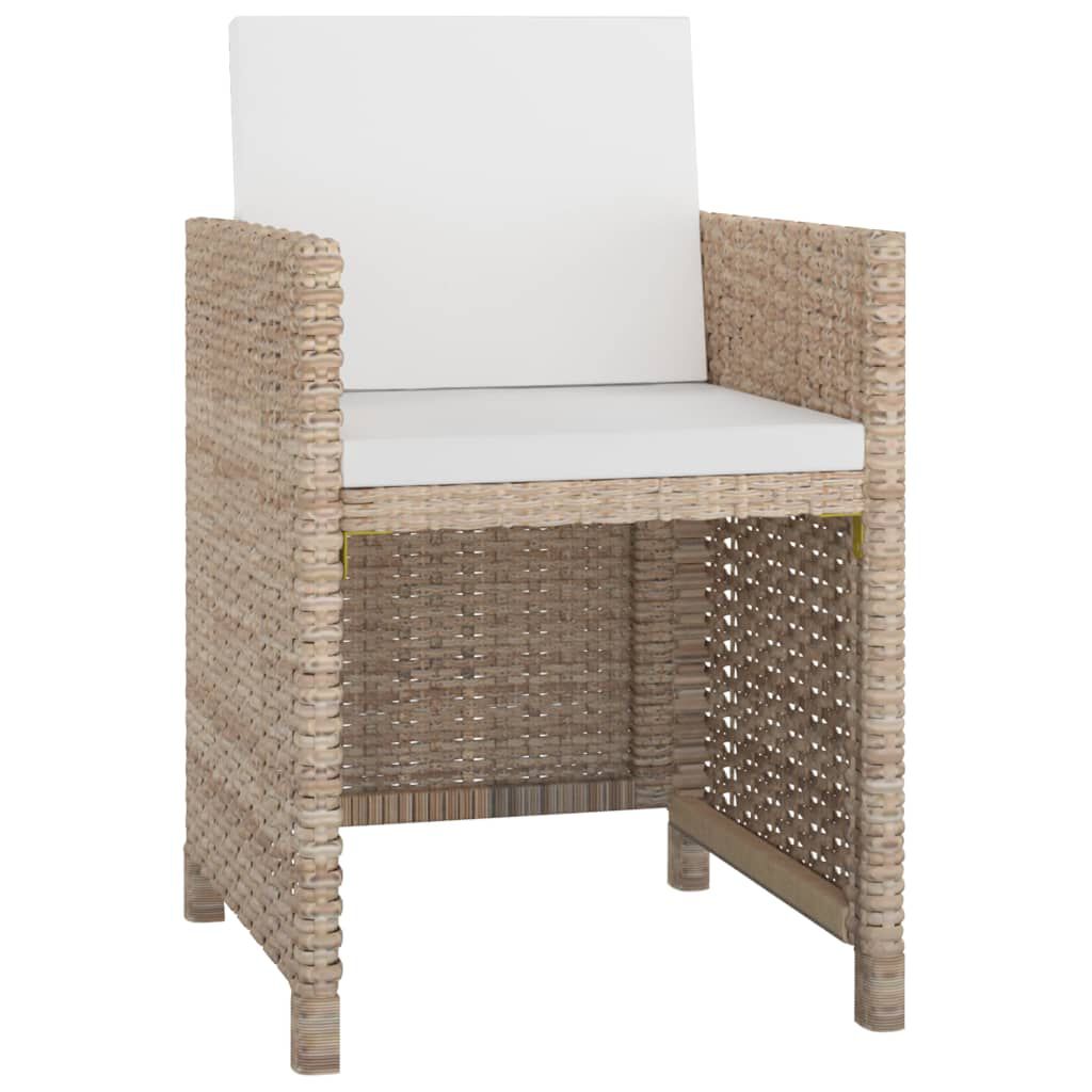 vidaXL 9 Piece Outdoor Dining Set with Cushions Poly Rattan Beige