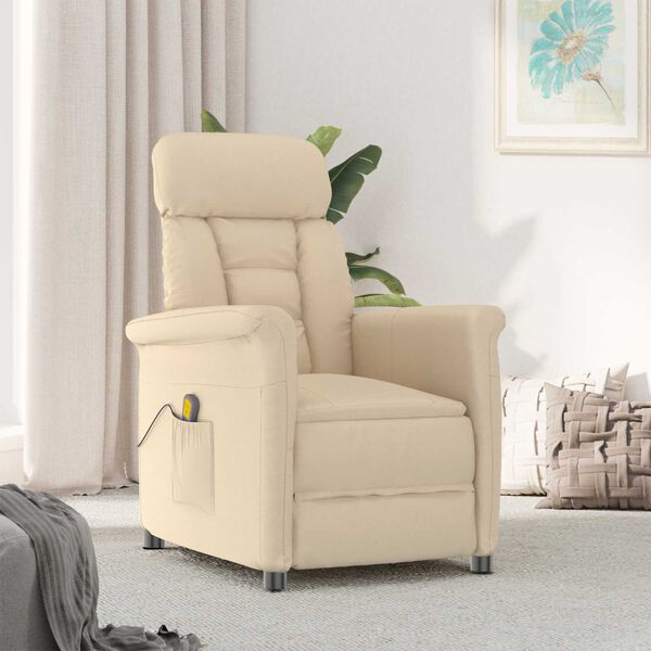 vidaXL Massage Chair Cream 70.5 x 96.5 x 95 cm Fabric and metal