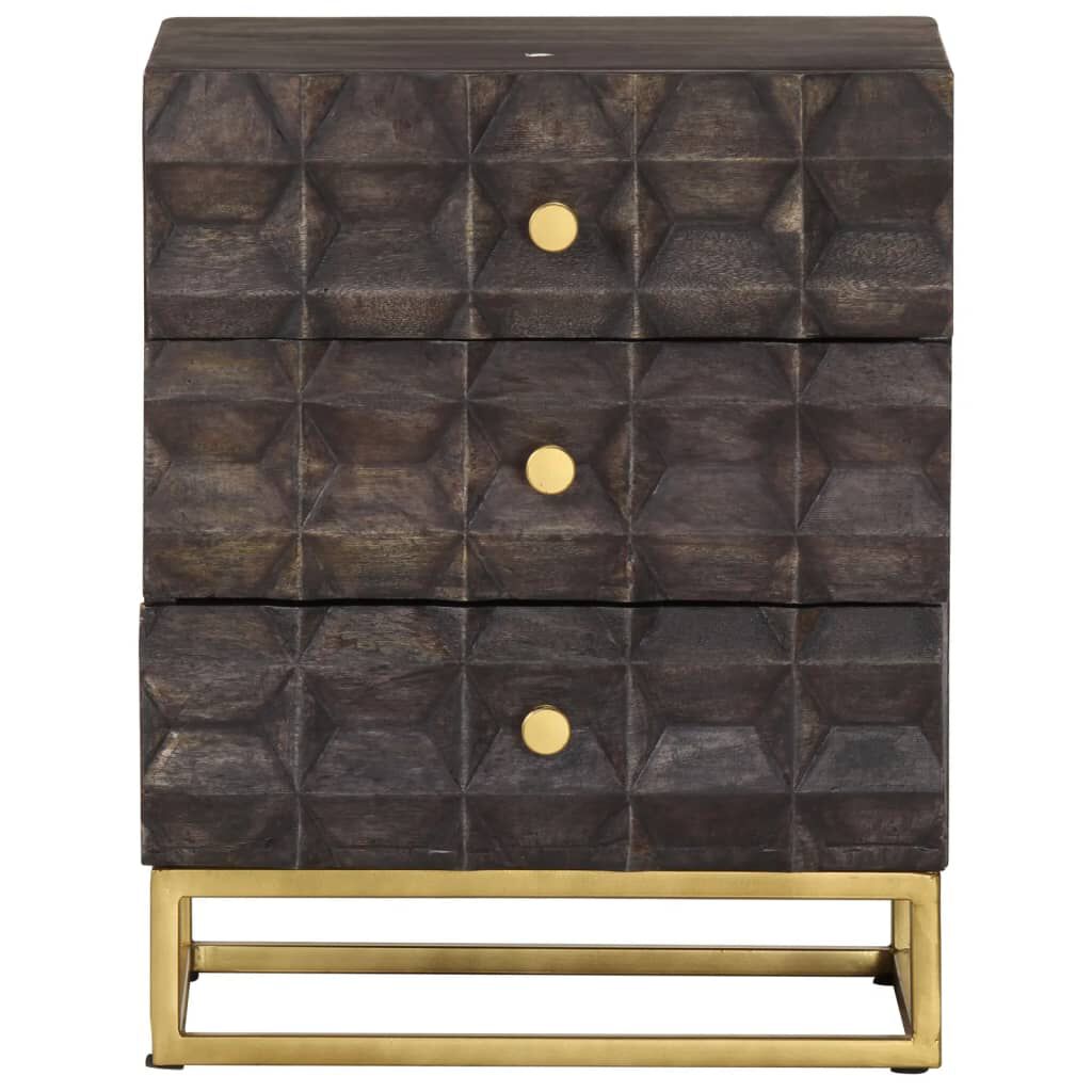 vidaXL Bed Cabinet Black 40x30x50 cm Solid Mango Wood