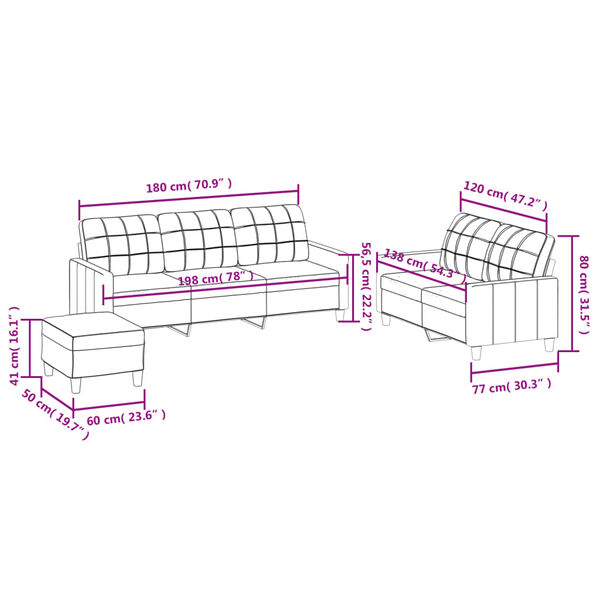 vidaXL 3 Piece Sofa Set with Cushions Black Faux Leather