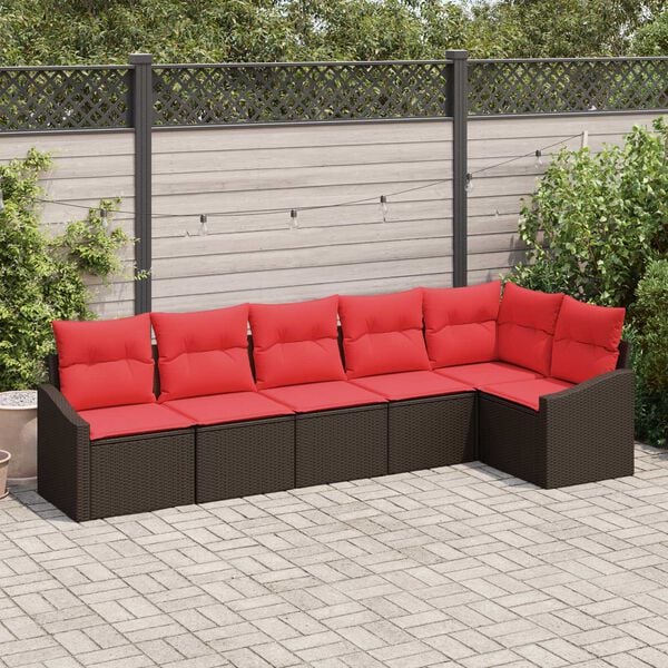 vidaXL 7 Piece Garden Sofa Set with Cushions Beige Poly Rattan